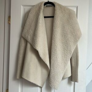 Fuzzy boho sweater. Faux suede and fur.